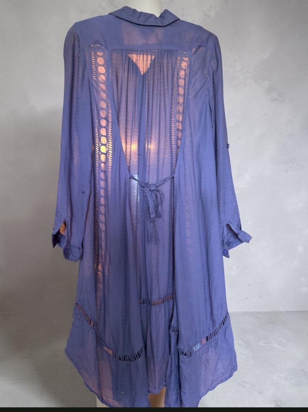 Anthropologie Vanessa Virginia Liet cutout linen shirt dress w slip - Picture 3 of 9